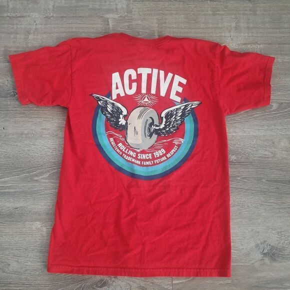 Active Skate Co. Rolling Since 1989 Graphic Print Short Sleeve Shirt Size Small - Picture 6 of 9